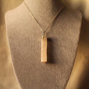 Natural Selenite Crystal Pendant Necklace – Raw Stone Healing Jewelry